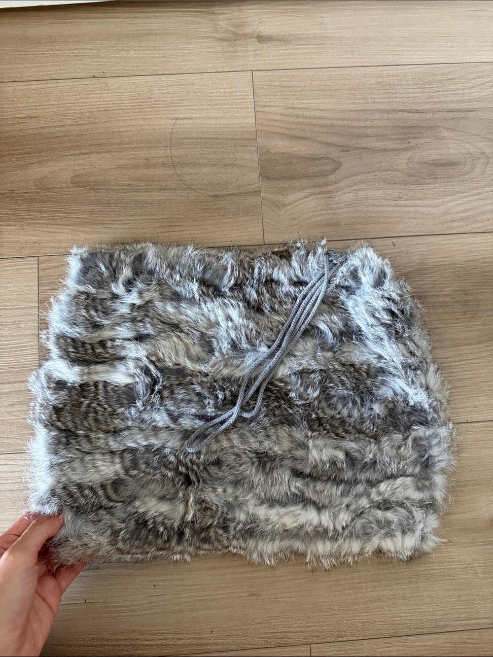 Real rabbit Fur stretchable scarf in Gray